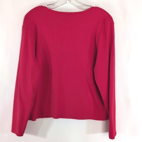 Liz Claiborne Liz Wear Petites Bright Red Cotton Blend Cardigan Sweater Size MP - Picture 5 of 7